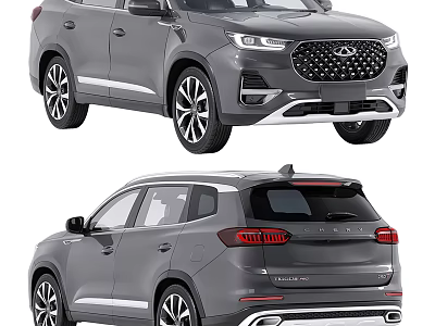 Gray SUV Car Showcasing Front And Rear Views 3d model
