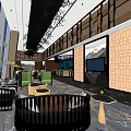 Modern Sales Office Interior Design With Geometric Wall Patterns And Comfortable Sofas