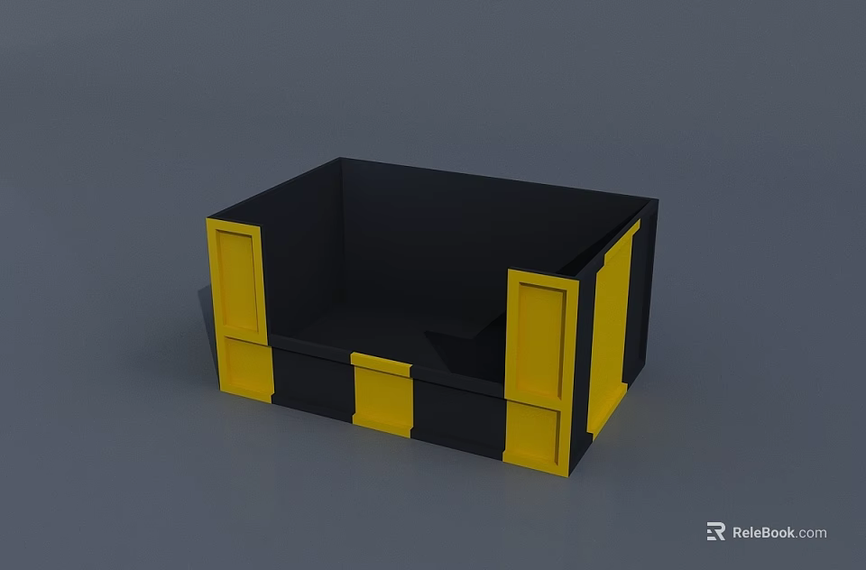 Practical Construction Site Safety Storage Box With Black And Yellow Design 3d model
