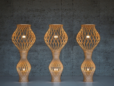 Southeast Asia Rattan Floor Lamp Simple Floor Lamp Southeast Asia Landscape Lamp Ancient Floor Lamp 3d model