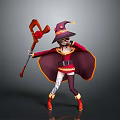 Cartoon Fantasy Wizard Character With Purple Hat Red Cloak And Staff