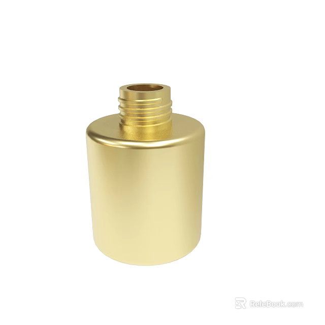 Shiny Golden Metal Bottle With Threaded Neck And Smooth Surface 3d model 