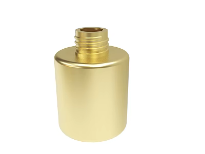 Shiny Golden Metal Bottle With Threaded Neck And Smooth Surface 3d model