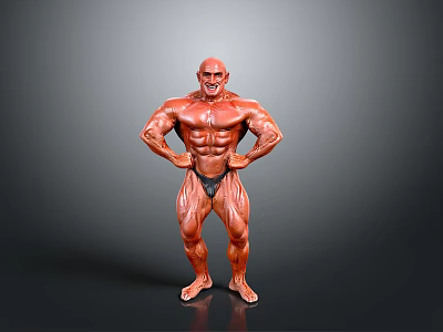 Muscular Man Bodybuilder Posing to Display Well Defined Physique and Muscle Definition 3d model