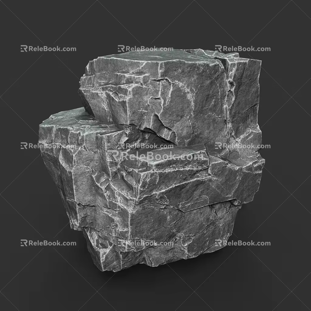 Stone Block Rock Obsidian Nature Landscape 3d model