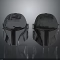 Two Silver Metallic Tactical Helmets With Armor Design And Reflective Surface 3d model