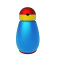 Stylish Decorative Bottle With Blue Body Red Top Yellow Ring And Black Diamond