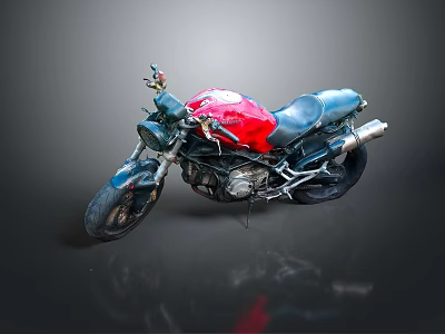 Red And Black Motorcycle With Sporty Design Black Leather Seat And Chrome Exhaust 3d model