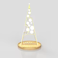 Golden Metal Frame Christmas Tree Decoration With White Round Ornaments And Logo Base 3d model