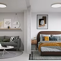 Modern Apartment With Sofa In Living Room And Bed In Bedroom