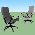 Modern Office Chair Black and Light Gray Leather Upholstery with Armrests Wheels and Metal Base