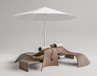 Modern Recliner Outdoor Parasol Recliner Combination 3d model