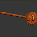 Reddish Wooden Gavel With Golden Band Top And Polished Wooden Base