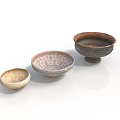 Handcrafted Sculpture Carving Ceramic Bowls With Various Sizes Intricate Patterns And Textures