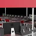Red Outdoor Canopy Tent With Three Peaked Roofs Exhibition Booth Stalls