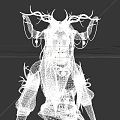 Mystical Game Movie Character With Antler Horns Tattoos Long Hair And Circular Tree Background