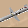 Military Guided Missile Featuring White Body Tail Fins Yellow Black Stripes And Red Fuse