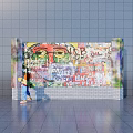 Vibrant Graffiti Feature Wall With Colorful Artwork And Person Standing In Urban Space