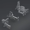 Industrial Equipment Featuring Multiple Metal Structural Components And Mechanical Arm Assemblies