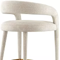 Modern Light Beige Upholstered Accent Chair With Curved Armrests And Gold Metal Legs