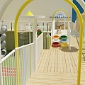 Modern playground kindergarten outdoor 3d model