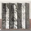 Modern Multi Panel Folding Screen With Marble Texture In Interior Design 3d model