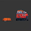 Red Tracked Utility Vehicle Operating On Snowy Terrain With Orange Rescue Equipment 3d model