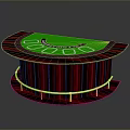 Red And Green Casino Gaming Table With Curved Desktop Red Frame Green Surface And Gold Railings