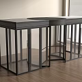 Modern L Shaped Glass Display Cabinet With Black Metal Frame And Wooden Floor