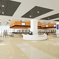 Efficient Modern Service Hall With Service Counters Digital Screens And Waiting Seats 3d model