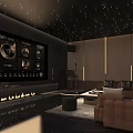 Elegant Luxury KTV Interior With Leather Sofa Ambient Lighting And Bar Counter