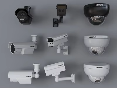 Various Security Surveillance Cameras With Dome Bullet And Hemisphere Designs 3d model