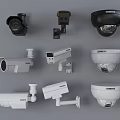 Various Security Surveillance Cameras With Dome Bullet And Hemisphere Designs 3d model