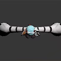 Game And Movie Character With Blue White Hair Red Horns White Outfit And Wide Sleeves