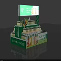 Oriental Leaf Chinese Tea Bottles Display Stack With Zero Sugar Promotion Design 3d model
