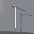 Outdoor Solar Street Light With White And Blue Pole And Solar Panel