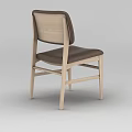 Simple Wooden Frame Chair With Brown Leather Seat And Backrest