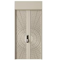Elegant Modern Double Doors With Beige Finish And Symmetrical Radial Grid Design