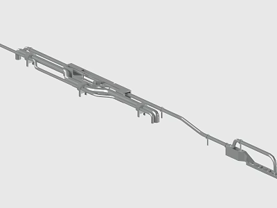 Mechanical Structure 3D Model With Extended Rail Connected Components And Mounting Brackets 3d model