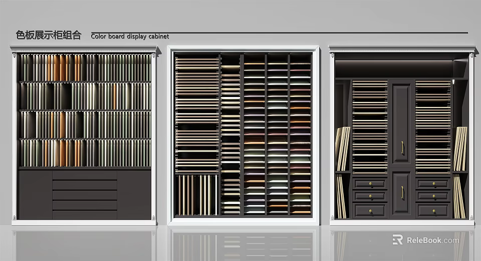 Modern Combined Store Display Cabinets With Multi Tiered Shelves And Organized Storage 3d model 
