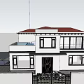 Modern Single Family House With White Exterior Two Story Large Glass Windows And Front Garden