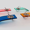 Colorful Acrylic Curved Trays With Metal Bowl Inserts Modern Decor