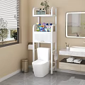 Modern White Bathroom Cabinet Rack With Multi Layer Storage And Toiletries Organizer