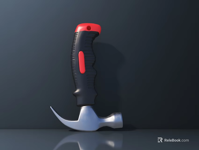 Hardware Tools Claw Hammer With Black And Red Handle And Silver Head 3d model 