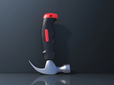 Hardware Tools Claw Hammer With Black And Red Handle And Silver Head 3d model