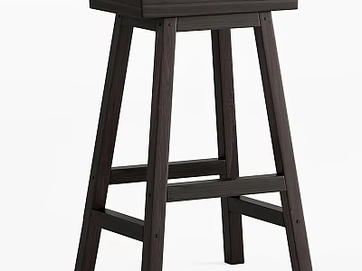 Dark Wood Bar Stool With Sturdy Crossbar Design For Kitchen Counter Use 3d model