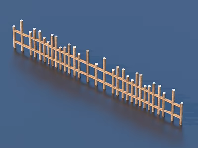 Wooden Garden Fence Small Ornament With Classic Design For Lawn Decoration 3d model
