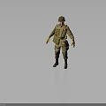 3D Military Character In Uniform With Helmet Tactical Vest Yellow Gloves And Boots
