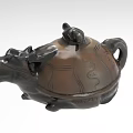 Artistic Turtle Shaped Ceramic Teapot With Intricate Carved Patterns And Lid