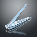 Shiny Silver Metal Nail Clipper With Smooth Design And Reflection On Black Surface 3d model